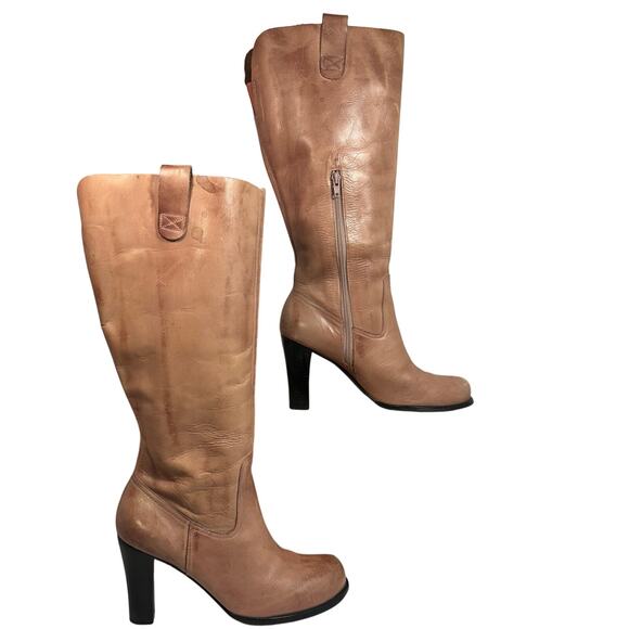 Dollhouse Knee High Leather Boots Women SZ 9 Chunky 4" Heel Western Coquette Y2K - Picture 2 of 13